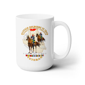 White Ceramic Mug 15oz - Army - Buffalo Soldiers in Iraq - OIF - Cavalrymen at War  w IRAQ SVC