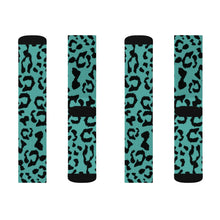 Load image into Gallery viewer, Sublimation Socks - Leopard Camouflage - Turquoise
