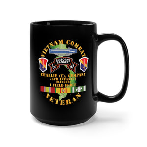 Black Mug 15oz - Vietnam Combat Vet - C Co 75th Infantry (Ranger) - I Field Force SSI