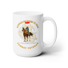 Load image into Gallery viewer, White Ceramic Mug 15oz - Army - Buffalo Soldiers in Iraq - Cavalrymen at War - 9th Cav Guidon
