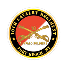 Load image into Gallery viewer, Kiss-Cut Stickers - Army - 10th Cavalry Regiment - Fort Keogh,  MT - Buffalo Soldiers w Cav Branch
