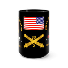 Load image into Gallery viewer, Black Mug 15oz - 2nd Battalion 33rd Field Artillery - New Ulm Germany with Cold War Service Ribbons
