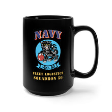 Load image into Gallery viewer, Black Mug 15oz - Big NAVY - Fleet Logistics Squadron 50 - SSI X 300
