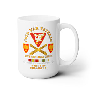 White Ceramic Mug 15oz - Army - Cold War Vet - 46th Artillery Group - Fort Sill, OK w COLD SVC