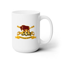 Load image into Gallery viewer, White Ceramic Mug 15oz - Army  - 10th Cavalry Regiment w Br - Ribbon
