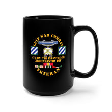 Load image into Gallery viewer, Black Mug 15oz - Gulf War Combat Infantry Vet w 4th Bn 7th Inf - 3rd ID SSI
