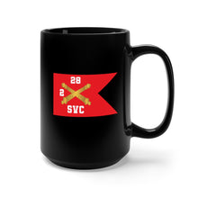 Load image into Gallery viewer, Black Mug 15oz - SVC Brty, 2nd Battalion 28th Field Artillery Regiment - Red Wing Guidon X 300
