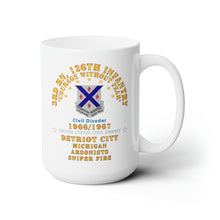 Load image into Gallery viewer, White Ceramic Mug 15oz - Army - 3rd Bn 126th Infantry Detroit City MI - Arson - Sniper 1966 - 1967 - Civil Disorder
