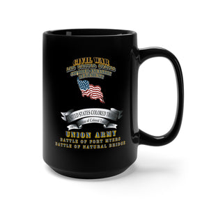 Black Mug 15oz - Civil War - 2nd United States Colored Infantry Regiment with USCT Bureau Banner - USA - Battle X 300