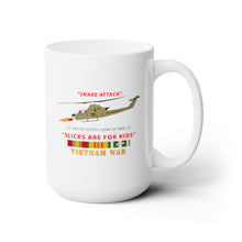 Load image into Gallery viewer, White Ceramic Mug 15oz - Army - AH-1 Cobra - Snake Attack - Slicks are for Kids w VN SVC
