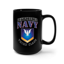 Load image into Gallery viewer, Black Mug 15oz - NAVY - Rank - E4 - PO3 - Gold w White X 300
