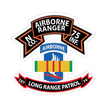 Load image into Gallery viewer, Kiss-Cut Stickers - SSI - Vietnam - N Co 75th Ranger - 173rd Airborne Brigade - VN Ribbon - LRSD X 300
