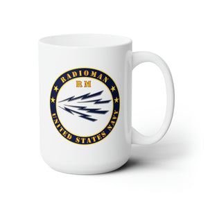 White Ceramic Mug 15oz - Navy - Radioman - RM - US Navy