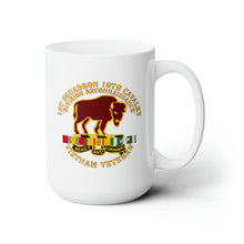 Load image into Gallery viewer, White Ceramic Mug 15oz - Army - 1st Squadron, 10th Cavalry w SVC Ribbon
