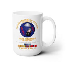 Load image into Gallery viewer, White Ceramic Mug 15oz - Army  - 511th PIR 11th Airborne Div - WWII w PAC - PHIL SVC
