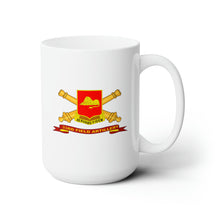 Load image into Gallery viewer, White Ceramic Mug 15oz - Army - 33rd Field Artillery w Br - Ribbon
