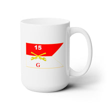 Load image into Gallery viewer, White Ceramic Mug 15oz - Army - G Troop Guidon - 15th Cavalry Regiment
