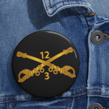 Load image into Gallery viewer, Custom Pin Buttons - 3rd Squadron - 12th Cavalry Branch wo Txt
