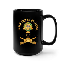 Load image into Gallery viewer, Black Mug 15oz - 110th Armor Regiment - DUI  w AR Branch X 300
