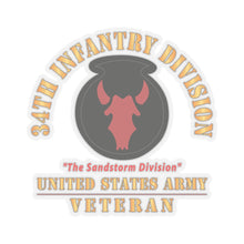 Load image into Gallery viewer, Kiss - Cut Stickers - Army - SSI - 34th Infantry Division - The Sandstorm Division - US Army Veteran X 300
