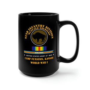 Black Mug 15oz  - Army - 92nd Infantry Division - Buffalo Soldiers - Camp Funston Ks - WWI