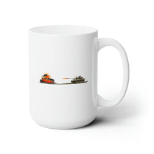 Load image into Gallery viewer, White Ceramic Mug 15oz - Army - WWII - Tank - M18 HellCat Killing - German Panzer Exploding
