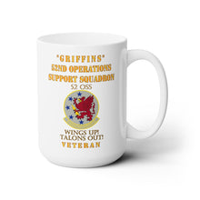 Load image into Gallery viewer, White Ceramic Mug 15oz - Army - USAF - 52nd Operations Support Squadron - Griffins - Wings Up Talons Out
