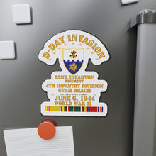 Load image into Gallery viewer, Die-Cut Magnets - Army - 22nd Infantry Regt - 4th ID - D Day w SVC
