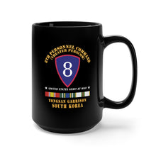 Load image into Gallery viewer, Black Mug 15oz - SSI - 8th Personnel Command - Theater Perscom - Youngsan w Ndsm COLD Korea SVC X 300
