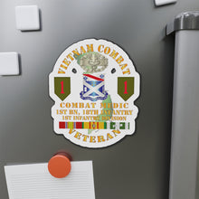 Load image into Gallery viewer, Die-Cut Magnets - Army - Vietnam Combat Infantry Veteran w Combat Medic - 1st Bn 18th Inf 1st Inf Div SSI
