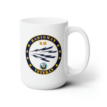 Load image into Gallery viewer, White Ceramic Mug 15oz - Navy - Radioman - RM - Veteran w USN
