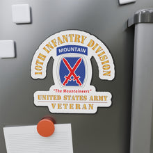 Load image into Gallery viewer, Die-Cut Magnets - Army - DUI - 10th Infantry Division - The Mountaineers - US Army Veteran X 300
