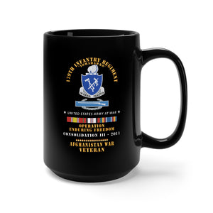 Black Mug 15oz - 179th Infantry Regiment - Tomahawks - Afghanistan - Consolidation III - 2011 w CIB -  OIF - AFGHAN SVC X 300