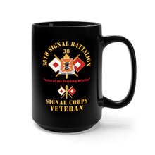 Load image into Gallery viewer, Black Mug 15oz - Army - 38th Signal Battalion - DUI - US Army w BN Number - Sig Br  - Voice of the Pershing Missiles SVCX 300
