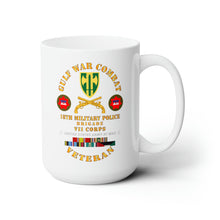 Load image into Gallery viewer, White Ceramic Mug 15oz - Army - Gulf War Combat Vet - 18th MP Brigade - VII Corps w GULF SVC
