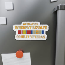 Load image into Gallery viewer, Die-Cut Magnets - Army - Combat Veteran w Opn Inherent Resolve (OIR) SVC Bar  w Txt X 300
