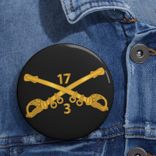 Load image into Gallery viewer, Custom Pin Buttons - 3rd Squadron 17th Cavalry Regiment Branch wo Txt
