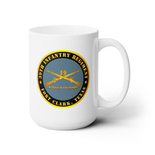 Load image into Gallery viewer, White Ceramic Mug 15oz - Army - 39th Infantry Regiment - Buffalo Soldiers - Fort Clark, TX w Inf Branch
