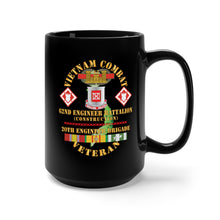 Load image into Gallery viewer, Black Mug 15oz - Vietnam Combat Veteran - 62nd Engineer Bn,  20th Engineer Brigade Ssi w CBT ENG Badge VN Svc X 300
