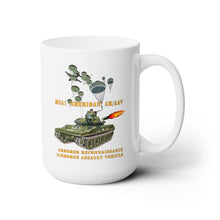 Load image into Gallery viewer, White Ceramic Mug 15oz - Army - M551 Sheridan - Firing - ARV-AAV w Paratroopers
