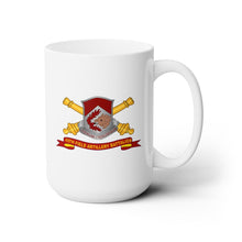 Load image into Gallery viewer, White Ceramic Mug 15oz - Army - 49th Field Artillery Battalion w Br - Ribbon
