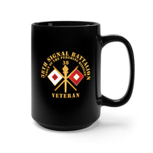 Load image into Gallery viewer, Black Mug 15oz - Army - 38th Signal Bn w  BR - Voice of the Pershing Missiles w BN NUM - Veteran X 300

