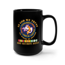 Load image into Gallery viewer, Black Mug 15oz - 176th RRFS - First In Last Out - SSI - In God we Trust - ASA w Vn Svc X 300
