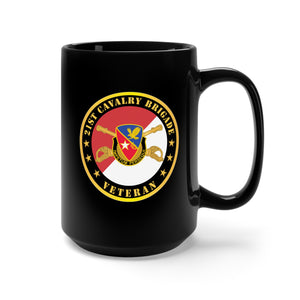 Black Mug 15oz - 21st Cavalry Brigade - Veteran - Red - White X 300