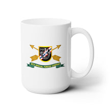 Load image into Gallery viewer, White Ceramic Mug 15oz - Army - 46th Special Forces Company - Flash w Br - Ribbon X 300
