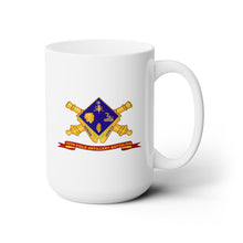 Load image into Gallery viewer, White Ceramic Mug 15oz - Army - 45th Field Artillery Battalion w Br - Ribbon
