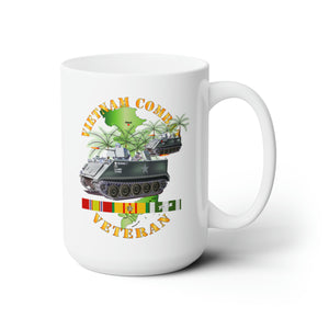 White Ceramic Mug 15oz - Army - Vietnam Combat Vet -  w APCs