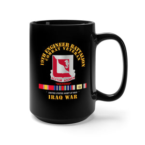 Black Mug 15oz - Army - 19th Engineer Battalion - Iraq War w SVC