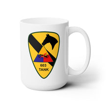 Load image into Gallery viewer, White Ceramic Mug 15oz - Army - 603rd Medium Tank Co  - 1st Cav wo Txt
