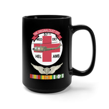 Load image into Gallery viewer, Black Mug 15oz - Army - 57th Medical Co - Original Dustoff - Vietnam w Flt Surgeon Wings w VN SVC X 300
